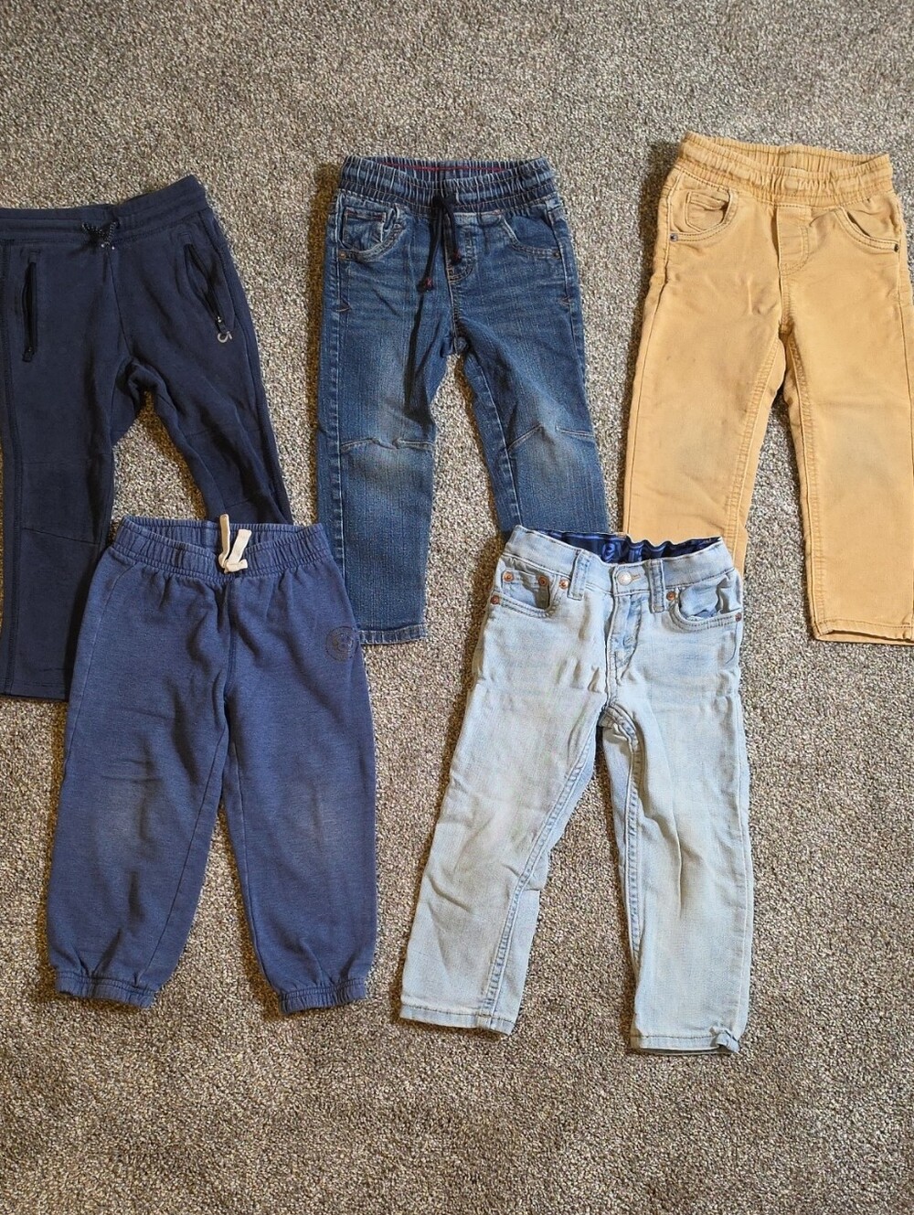 Cat & Jack Kids Bottoms Bundle - Navy, Denim, Light Blue, Camel
